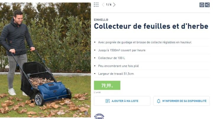 Collecteur de feuilles et d’herbe Aldi au prix de 79€99 : Belle promo !