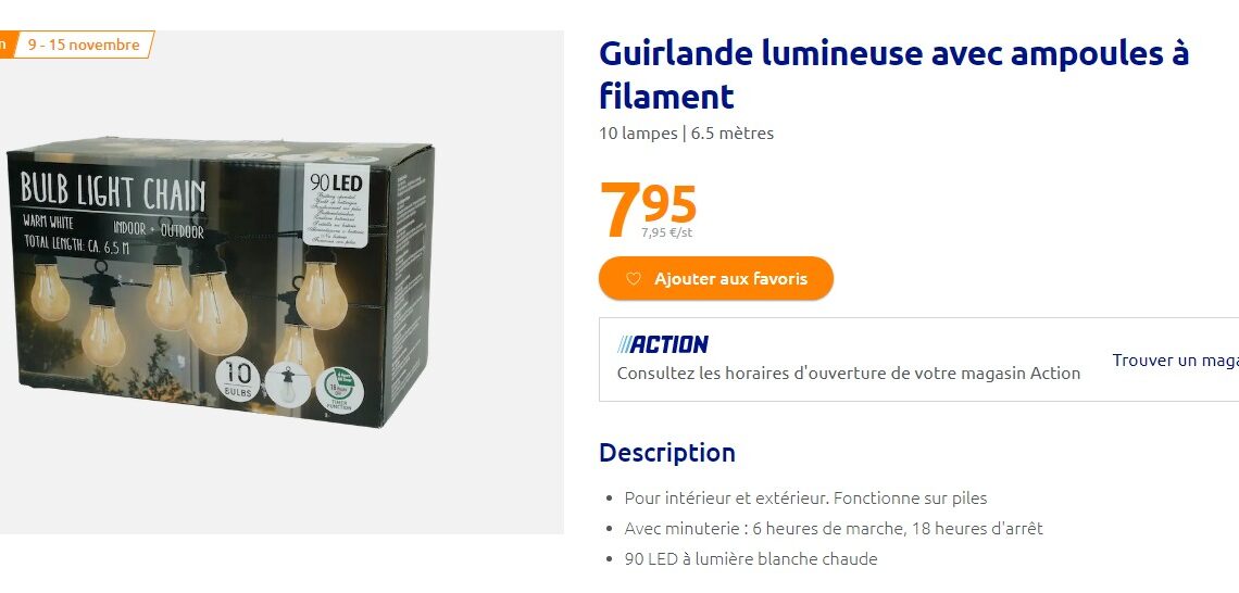 Guirlande Lumineuse Action pas cher au prix de 7€95 du 9 au 15 novembre !