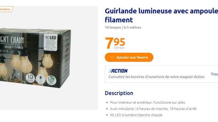 Guirlande Lumineuse Action pas cher au prix de 7€95 du 9 au 15 novembre !